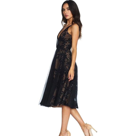 Dress the Population Romantic Sequin and Lace Fit and Flare Size Small - Picture 3 of 11